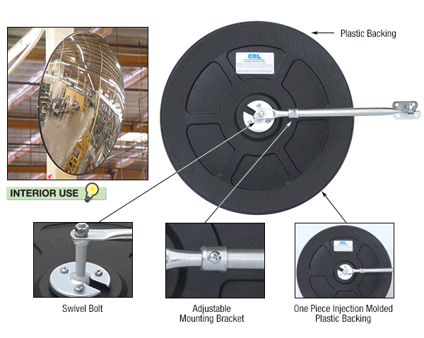 Heavy-Duty Glass Convex Safety Mirror